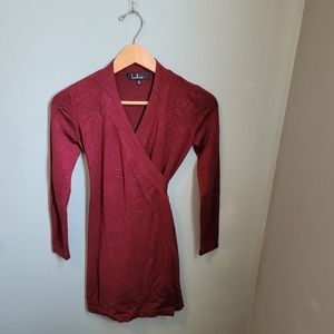 Lulus Sweater Dress Burgundy Literary Lover Wrap Knit Womens Size Small …